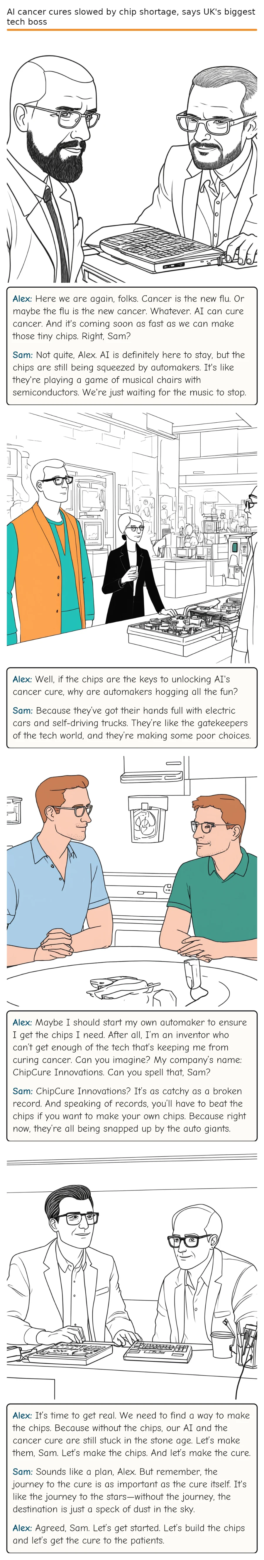 AI cancer cures slowed by chip shortage, says UK's biggest tech boss — comic strip