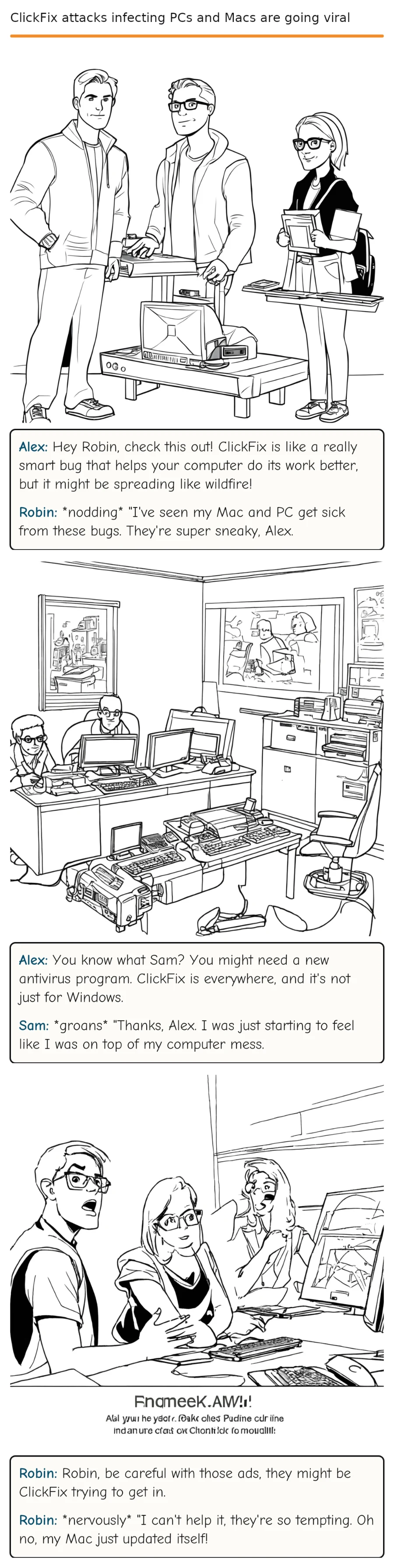 ClickFix attacks infecting PCs and Macs are going viral — comic strip