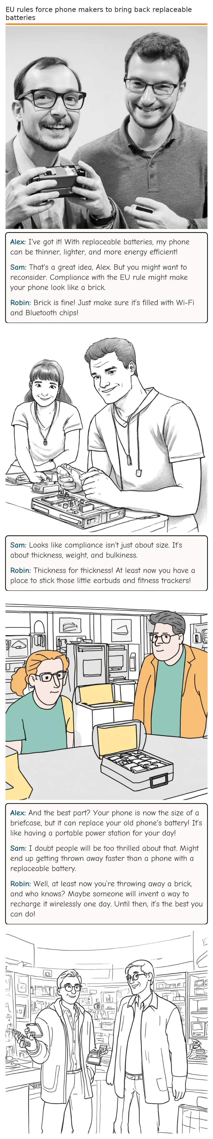 EU rules force phone makers to bring back replaceable batteries — comic strip