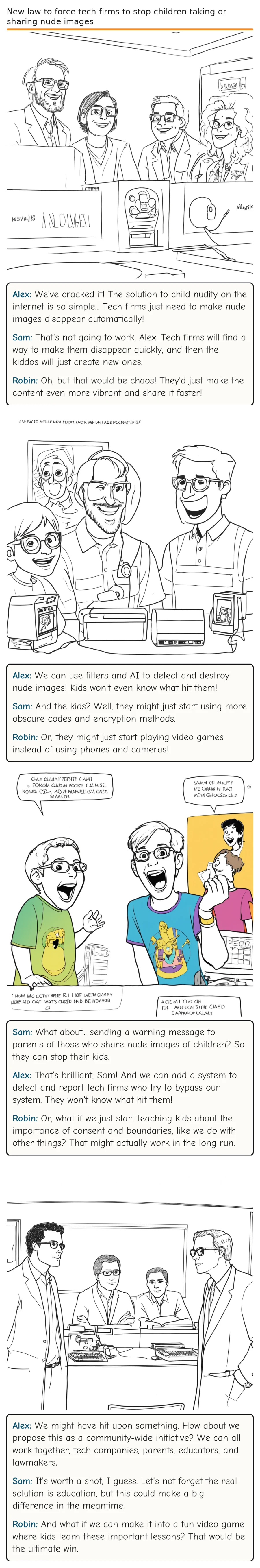 New law to force tech firms to stop children taking or sharing nude images — comic strip