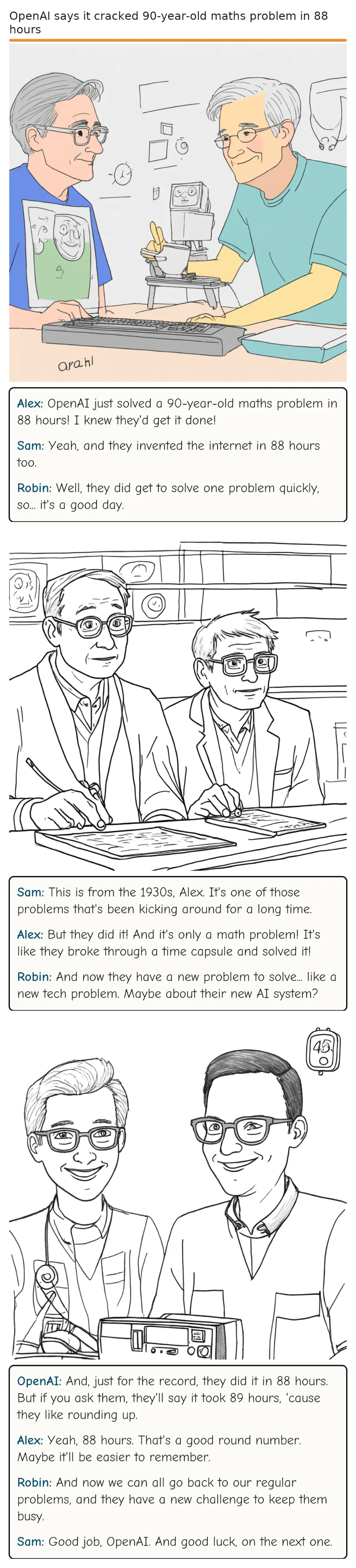 OpenAI says it cracked 90-year-old maths problem in 88 hours — comic strip